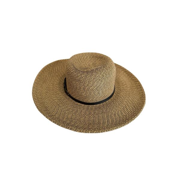 Sun N Sand Headwear Paper Straw Blend Wide Brim Hat Sun Garden Beach UPF 50+